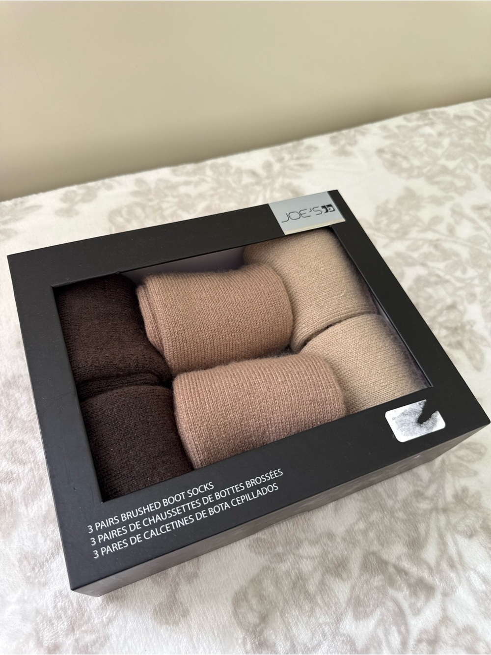 NIB Joe's Brushed Boot Socks - 3 pair Brown & Tan Mix one size